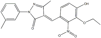 4-{3-ethoxy-4-hydroxy-2-nitrobenzylidene}-5-methyl-2-(3-methylphenyl)-2,4-dihydro-3H-pyrazol-3-one Structure