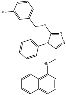 N-({5-[(3-bromobenzyl)sulfanyl]-4-phenyl-4H-1,2,4-triazol-3-yl}methyl)-N-(1-naphthyl)amine Structure