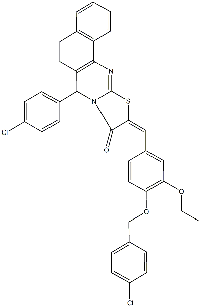 10-{4-[(4-chlorobenzyl)oxy]-3-ethoxybenzylidene}-7-(4-chlorophenyl)-5,7-dihydro-6H-benzo[h][1,3]thiazolo[2,3-b]quinazolin-9(10H)-one,363160-90-1,结构式