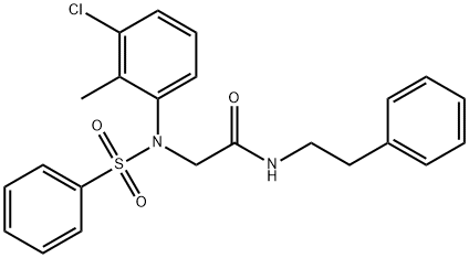 2-[3-chloro-2-methyl(phenylsulfonyl)anilino]-N-(2-phenylethyl)acetamide 结构式