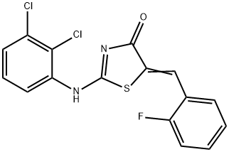 2-[(2,3-dichlorophenyl)imino]-5-(2-fluorobenzylidene)-1,3-thiazolidin-4-one,363181-73-1,结构式