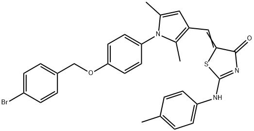 5-[(1-{4-[(4-bromobenzyl)oxy]phenyl}-2,5-dimethyl-1H-pyrrol-3-yl)methylene]-2-[(4-methylphenyl)imino]-1,3-thiazolidin-4-one|