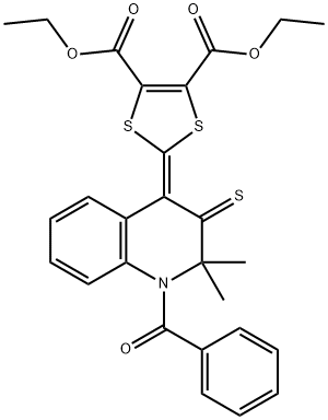 diethyl 2-(1-benzoyl-2,2-dimethyl-3-thioxo-2,3-dihydro-4(1H)-quinolinylidene)-1,3-dithiole-4,5-dicarboxylate 结构式