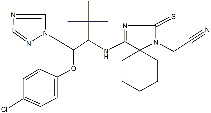 [4-({1-[(4-chlorophenoxy)(1H-1,2,4-triazol-1-yl)methyl]-2,2-dimethylpropyl}amino)-2-thioxo-1,3-diazaspiro[4.5]dec-3-en-1-yl]acetonitrile 结构式