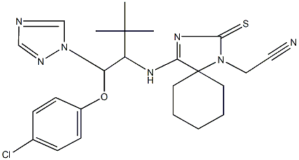 [4-({1-[(4-chlorophenoxy)(1H-1,2,4-triazol-1-yl)methyl]-2,2-dimethylpropyl}amino)-2-thioxo-1,3-diazaspiro[4.5]dec-3-en-1-yl]acetonitrile,364338-36-3,结构式