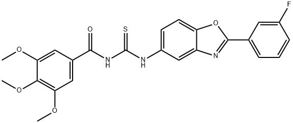 N-[2-(3-fluorophenyl)-1,3-benzoxazol-5-yl]-N'-(3,4,5-trimethoxybenzoyl)thiourea Struktur