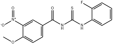 N-(2-fluorophenyl)-N'-{3-nitro-4-methoxybenzoyl}thiourea Structure