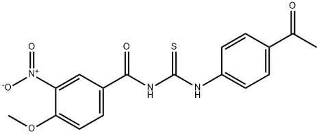 N-(4-acetylphenyl)-N'-{3-nitro-4-methoxybenzoyl}thiourea Struktur
