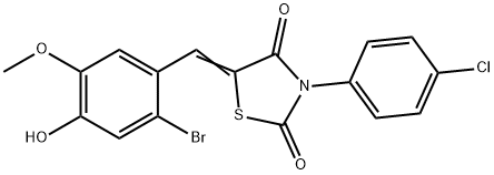 5-(2-bromo-4-hydroxy-5-methoxybenzylidene)-3-(4-chlorophenyl)-1,3-thiazolidine-2,4-dione Struktur