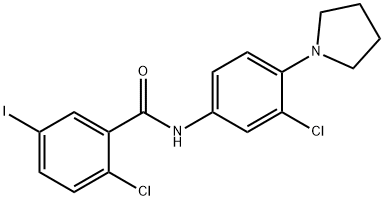 2-chloro-N-[3-chloro-4-(1-pyrrolidinyl)phenyl]-5-iodobenzamide Struktur