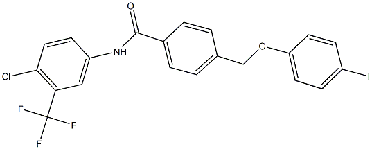 N-[4-chloro-3-(trifluoromethyl)phenyl]-4-[(4-iodophenoxy)methyl]benzamide Struktur