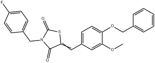 5-[4-(benzyloxy)-3-methoxybenzylidene]-3-(4-fluorobenzyl)-1,3-thiazolidine-2,4-dione,364602-32-4,结构式