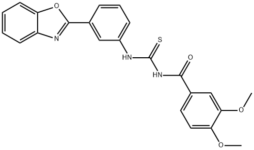 N-[3-(1,3-benzoxazol-2-yl)phenyl]-N'-(3,4-dimethoxybenzoyl)thiourea Structure