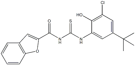 N-(1-benzofuran-2-ylcarbonyl)-N'-(5-tert-butyl-3-chloro-2-hydroxyphenyl)thiourea Struktur