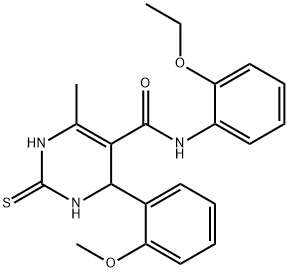 N-(2-ethoxyphenyl)-4-(2-methoxyphenyl)-6-methyl-2-thioxo-1,2,3,4-tetrahydro-5-pyrimidinecarboxamide Struktur