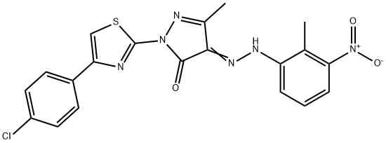 1-[4-(4-chlorophenyl)-1,3-thiazol-2-yl]-3-methyl-1H-pyrazole-4,5-dione 4-({3-nitro-2-methylphenyl}hydrazone) Structure