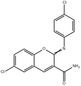 6-chloro-2-[(4-chlorophenyl)imino]-2H-chromene-3-carboxamide,364623-20-1,结构式