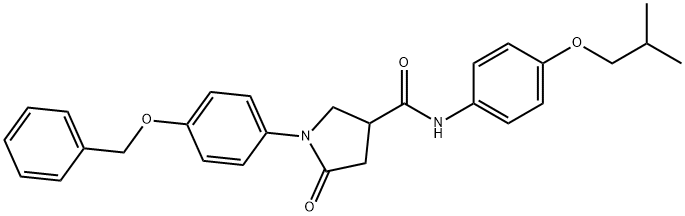 1-[4-(benzyloxy)phenyl]-N-(4-isobutoxyphenyl)-5-oxo-3-pyrrolidinecarboxamide 化学構造式