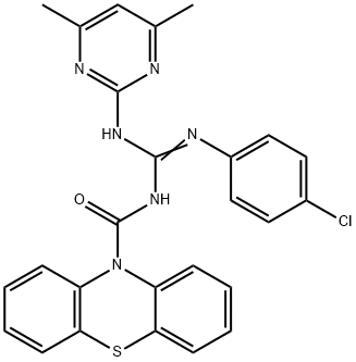 N-(4-chlorophenyl)-N'-(4,6-dimethyl-2-pyrimidinyl)-N''-(10H-phenothiazin-10-ylcarbonyl)guanidine 结构式