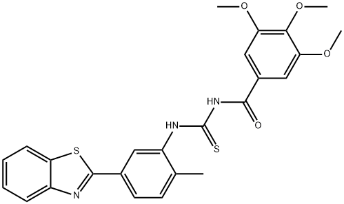 N-[5-(1,3-benzothiazol-2-yl)-2-methylphenyl]-N'-(3,4,5-trimethoxybenzoyl)thiourea Struktur