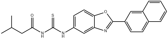 N-(3-methylbutanoyl)-N'-[2-(2-naphthyl)-1,3-benzoxazol-5-yl]thiourea Struktur