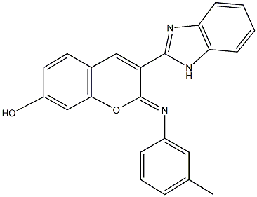3-(1H-benzimidazol-2-yl)-2-[(3-methylphenyl)imino]-2H-chromen-7-ol Struktur