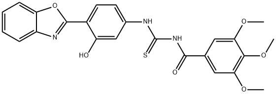 N-[4-(1,3-benzoxazol-2-yl)-3-hydroxyphenyl]-N'-(3,4,5-trimethoxybenzoyl)thiourea Struktur