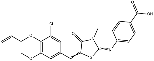4-({5-[4-(allyloxy)-3-chloro-5-methoxybenzylidene]-3-methyl-4-oxo-1,3-thiazolidin-2-ylidene}amino)benzoic acid Struktur