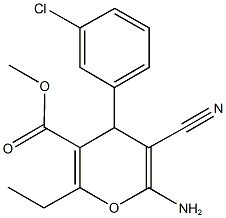 methyl 6-amino-4-(3-chlorophenyl)-5-cyano-2-ethyl-4H-pyran-3-carboxylate Structure