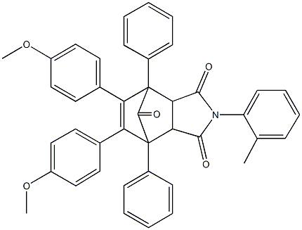 8,9-bis(4-methoxyphenyl)-4-(2-methylphenyl)-1,7-diphenyl-4-azatricyclo[5.2.1.0~2,6~]dec-8-ene-3,5,10-trione Structure