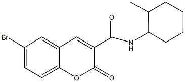 6-bromo-N-(2-methylcyclohexyl)-2-oxo-2H-chromene-3-carboxamide,365420-11-7,结构式