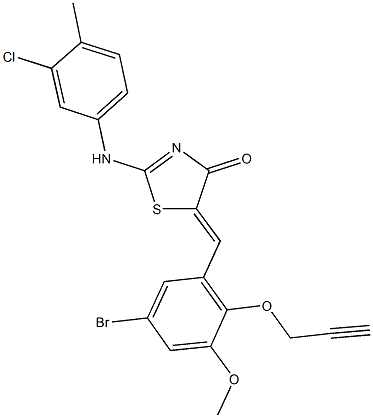 5-[5-bromo-3-methoxy-2-(2-propynyloxy)benzylidene]-2-(3-chloro-4-methylanilino)-1,3-thiazol-4(5H)-one Structure