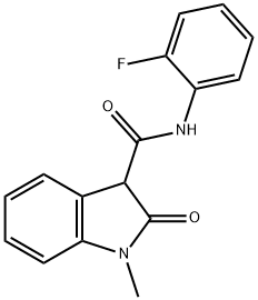 N-(2-fluorophenyl)-1-methyl-2-oxo-3-indolinecarboxamide 化学構造式