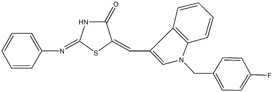 5-{[1-(4-fluorobenzyl)-1H-indol-3-yl]methylene}-2-(phenylimino)-1,3-thiazolidin-4-one Struktur