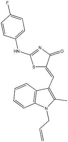 5-[(1-allyl-2-methyl-1H-indol-3-yl)methylene]-2-(4-fluoroanilino)-1,3-thiazol-4(5H)-one,366817-27-8,结构式