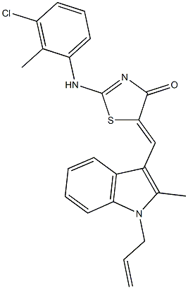 5-[(1-allyl-2-methyl-1H-indol-3-yl)methylene]-2-(3-chloro-2-methylanilino)-1,3-thiazol-4(5H)-one Structure