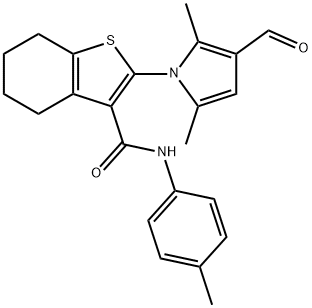 2-(3-甲酰基-2,5-二甲基-1H-吡咯-1-基)-N-对甲苯基-4,5,6,7-四氢苯并[B]噻吩-3-甲酰胺, 366827-07-8, 结构式