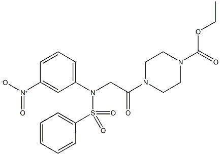 ethyl 4-{[3-nitro(phenylsulfonyl)anilino]acetyl}-1-piperazinecarboxylate Structure