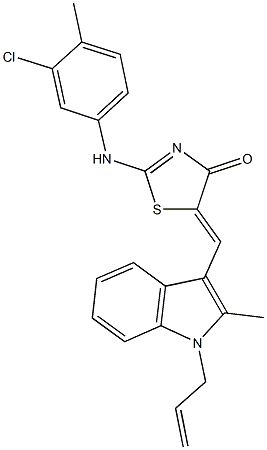 5-[(1-allyl-2-methyl-1H-indol-3-yl)methylene]-2-(3-chloro-4-methylanilino)-1,3-thiazol-4(5H)-one,366830-44-6,结构式
