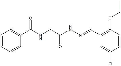 N-{2-[2-(5-chloro-2-ethoxybenzylidene)hydrazino]-2-oxoethyl}benzamide 化学構造式