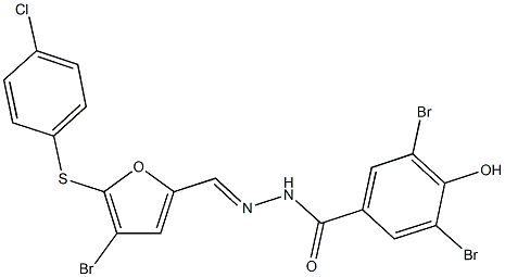 367458-08-0 3,5-dibromo-N'-({4-bromo-5-[(4-chlorophenyl)sulfanyl]-2-furyl}methylene)-4-hydroxybenzohydrazide