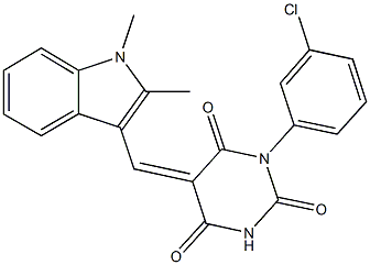 1-(3-chlorophenyl)-5-[(1,2-dimethyl-1H-indol-3-yl)methylene]-2,4,6(1H,3H,5H)-pyrimidinetrione,367483-07-6,结构式
