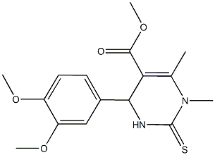methyl 4-(3,4-dimethoxyphenyl)-1,6-dimethyl-2-thioxo-1,2,3,4-tetrahydro-5-pyrimidinecarboxylate 化学構造式