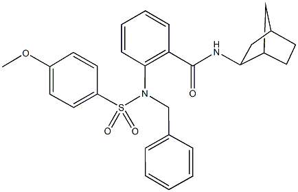 2-{benzyl[(4-methoxyphenyl)sulfonyl]amino}-N-bicyclo[2.2.1]hept-2-ylbenzamide Structure