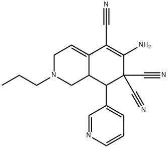 6-amino-2-propyl-8-(3-pyridinyl)-2,3,8,8a-tetrahydro-5,7,7(1H)-isoquinolinetricarbonitrile 结构式