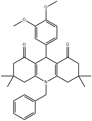 10-benzyl-9-(3,4-dimethoxyphenyl)-3,3,6,6-tetramethyl-3,4,6,7,9,10-hexahydro-1,8(2H,5H)-acridinedione|