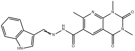 N'-(1H-indol-3-ylmethylene)-1,3,7-trimethyl-2,4-dioxo-1,2,3,4-tetrahydropyrido[2,3-d]pyrimidine-6-carbohydrazide 化学構造式