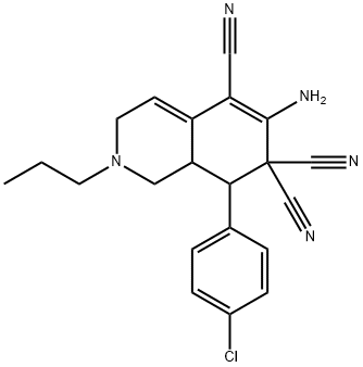 6-amino-8-(4-chlorophenyl)-2-propyl-2,3,8,8a-tetrahydro-5,7,7(1H)-isoquinolinetricarbonitrile,368840-92-0,结构式