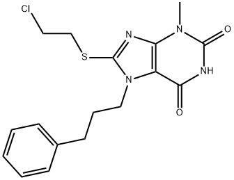8-[(2-chloroethyl)sulfanyl]-3-methyl-7-(3-phenylpropyl)-3,7-dihydro-1H-purine-2,6-dione Structure