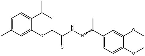 N'-[1-(3,4-dimethoxyphenyl)ethylidene]-2-(2-isopropyl-5-methylphenoxy)acetohydrazide Struktur